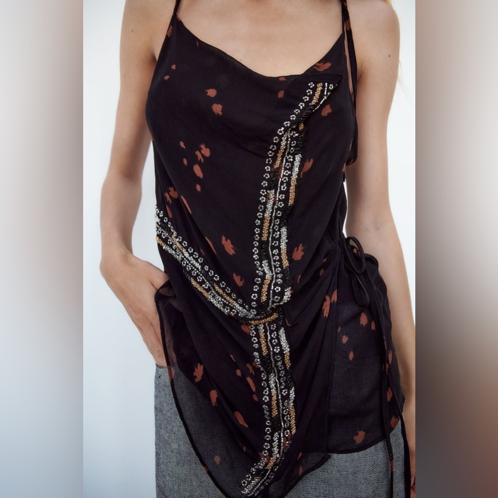 Zara Embroidered Camisole Size M NWT - Picture 5 of 9